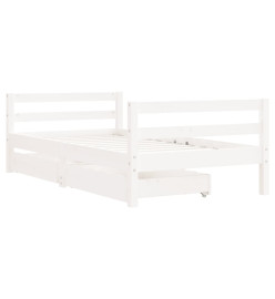 Cadre de lit pour enfant tiroirs blanc 80x160cm bois pin massif