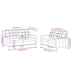 Ensemble de canapés 2 pcs avec coussins Jaune clair Tissu