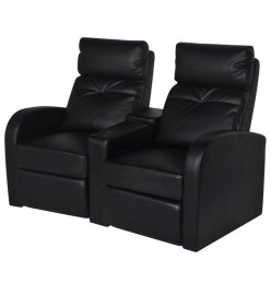 Fauteuil inclinable deux pièces 2+3 places cuir artificiel noir