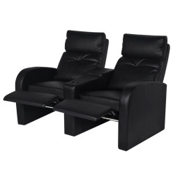 Fauteuil inclinable deux pièces 2+3 places cuir artificiel noir