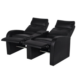 Fauteuil inclinable deux pièces 2+3 places cuir artificiel noir