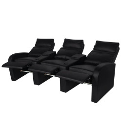 Fauteuil inclinable deux pièces 2+3 places cuir artificiel noir