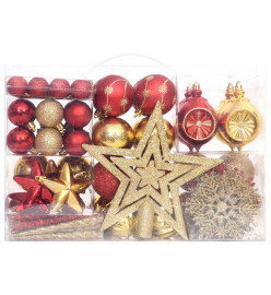 Ensemble de boules de Noël 108 pcs Doré et rouge