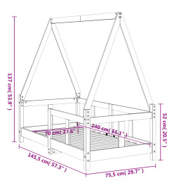 Cadre de lit pour enfant noir 70x140 cm bois de pin massif