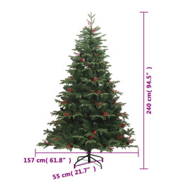 Sapin de Noël artificiel avec pommes de pin et baies 240 cm