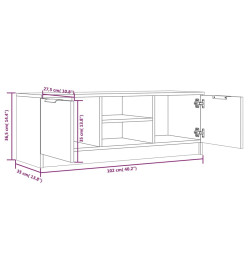 Meuble TV Blanc brillant 102x35x36,5 cm Bois d'ingénierie