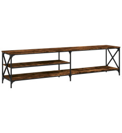 Meuble TV chêne fumé 200x40x50 cm bois d'ingénierie et métal