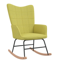 Chaise à bascule avec tabouret Vert Tissu