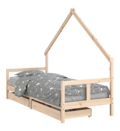 Cadre de lit pour enfants gris 80x200 cm bois de pin massif