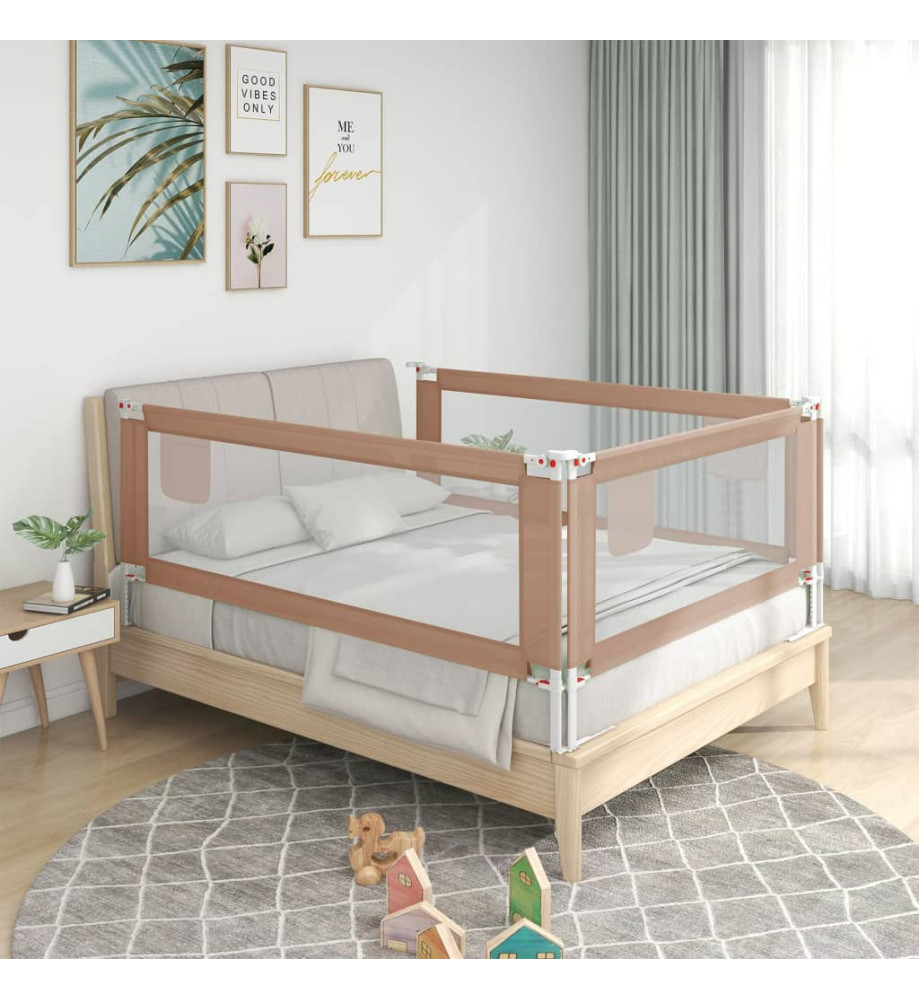 Barrière de sécurité de lit d'enfant Taupe 190x25 cm Tissu