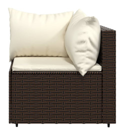 Salon de jardin 3 pcs avec coussins marron résine tressée
