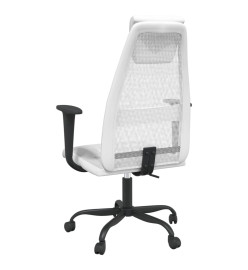 Chaise de bureau blanc tissu en maille et similicuir