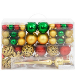 Ensemble de boules de Noël 112 pcs rouge vert doré polystyrène