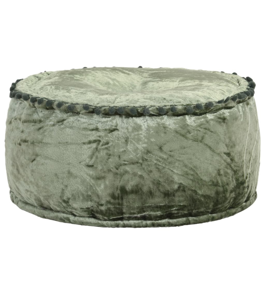 Pouf Rond Velours 40x20 cm Vert