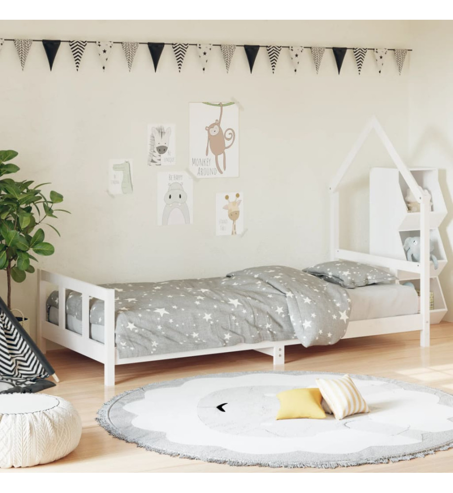 Cadre de lit pour enfants blanc 90x200 cm bois de pin massif