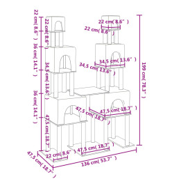 Arbre à chat avec griffoirs en sisal Crème 199 cm
