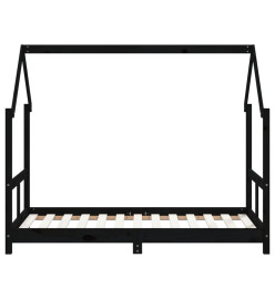 Cadre de lit pour enfant noir 80x160 cm bois de pin massif