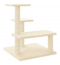 Arbre à chat avec griffoirs en sisal crème 61 cm