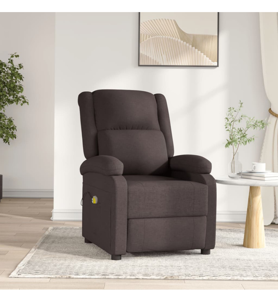 Fauteuil électrique de massage Marron foncé Tissu