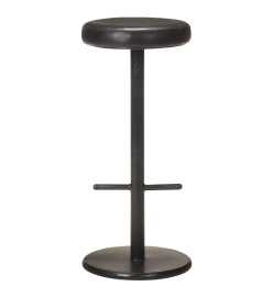 Tabourets de bar lot de 2 noir cuir véritable