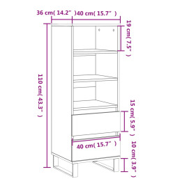 Buffet haut Gris béton 40x36x110 cm Bois d'ingénierie