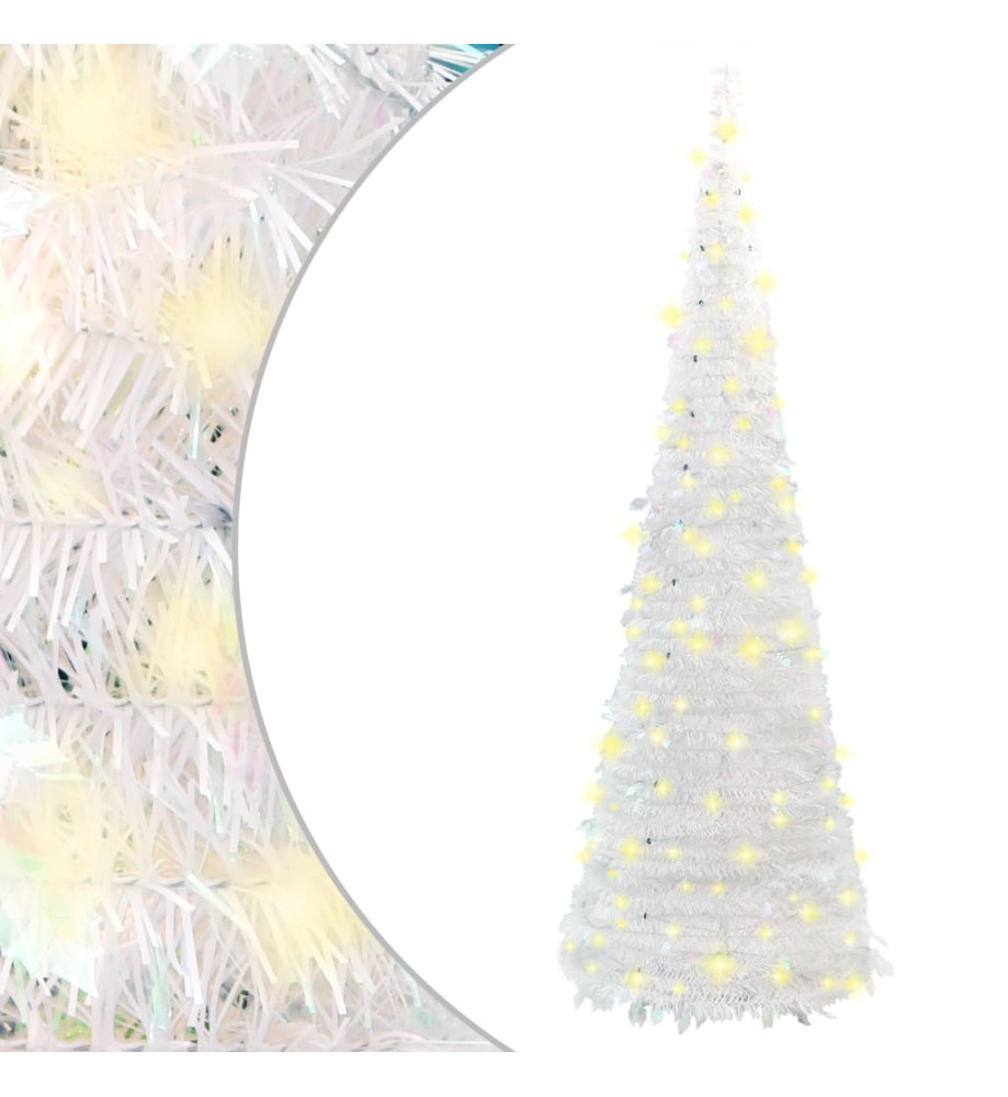 Sapin de Noël artificiel escamotable 100 LED blanc 150 cm Sapin de Noël artificiel escamotable 100 LED blanc 150 cm