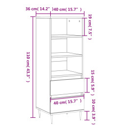 Buffet haut Noir 40x36x110 cm Bois d'ingénierie