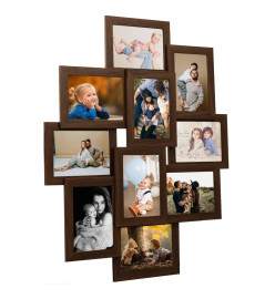 Collage de cadres photo de photo 10x(10x15 cm) Marron foncé MDF