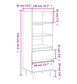 Buffet haut Blanc 40x36x110 cm Bois d'ingénierie