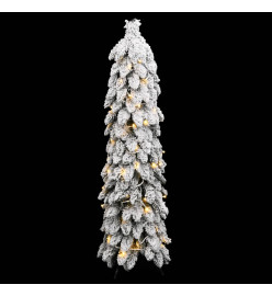 Sapin de Noël artificiel avec 60 LED et neige floquée 120 cm