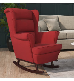 Fauteuil à bascule pieds en bois d'hévéa Rouge bordeaux Velours