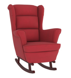 Fauteuil à bascule pieds en bois d'hévéa Rouge bordeaux Velours