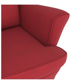 Fauteuil à bascule pieds en bois d'hévéa Rouge bordeaux Velours