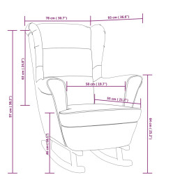 Fauteuil à bascule pieds en bois d'hévéa Rouge bordeaux Velours