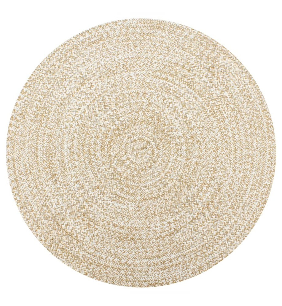 Tapis fait à la main Jute Blanc et naturel 90 cm