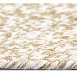 Tapis fait à la main Jute Blanc et naturel 90 cm