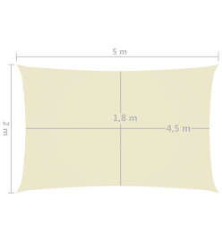 Voile de parasol Tissu Oxford rectangulaire 2x5 m Crème