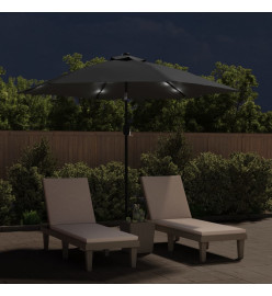 Parasol d'extérieur avec LED et mât en acier 300 cm Anthracite