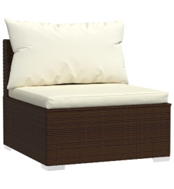 Salon de jardin 10 pcs avec coussins Résine tressée Marron
