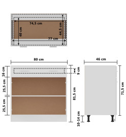 Armoire de plancher à tiroir Blanc 80x46x81,5 cm Aggloméré