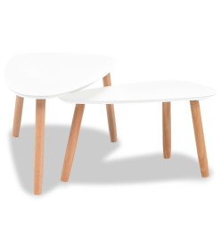 Ensemble de tables basses 2 pcs Bois de pin massif Blanc