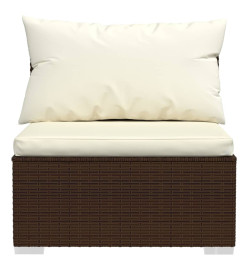 Salon de jardin 4 pcs avec coussins Marron Résine tressée
