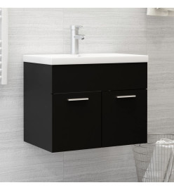 Armoire d'évier avec lavabo intégré Noir Aggloméré