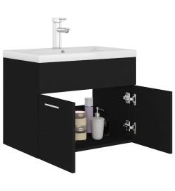 Armoire d'évier avec lavabo intégré Noir Aggloméré