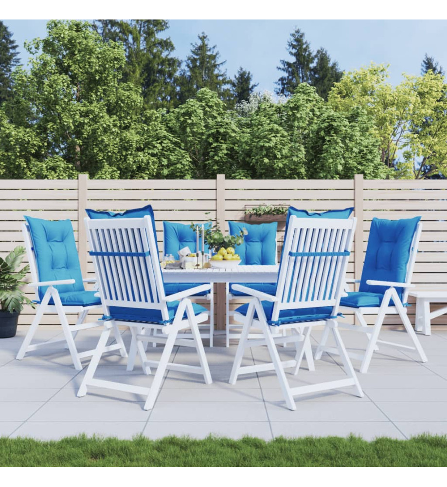 Coussins de chaise de jardin à dossier haut lot de 6 bleu tissu