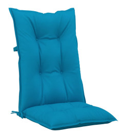 Coussins de chaise de jardin à dossier haut lot de 6 bleu tissu