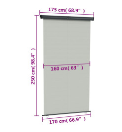 Auvent latéral de balcon 170x250 cm Gris