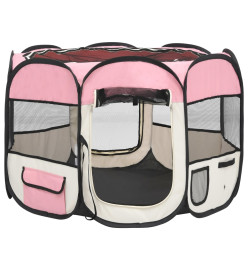 Parc pour chiens pliable avec sac de transport Rose 90x90x58 cm