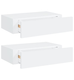 Étagères à tiroirs murales 2 pcs Blanc 40x23,5x10 cm MDF