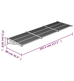 Auvent de porte Noir 297,5x90 cm Polycarbonate